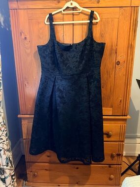 City Chic Black Sleeveless A-Line Dress with Subtle Jacquard